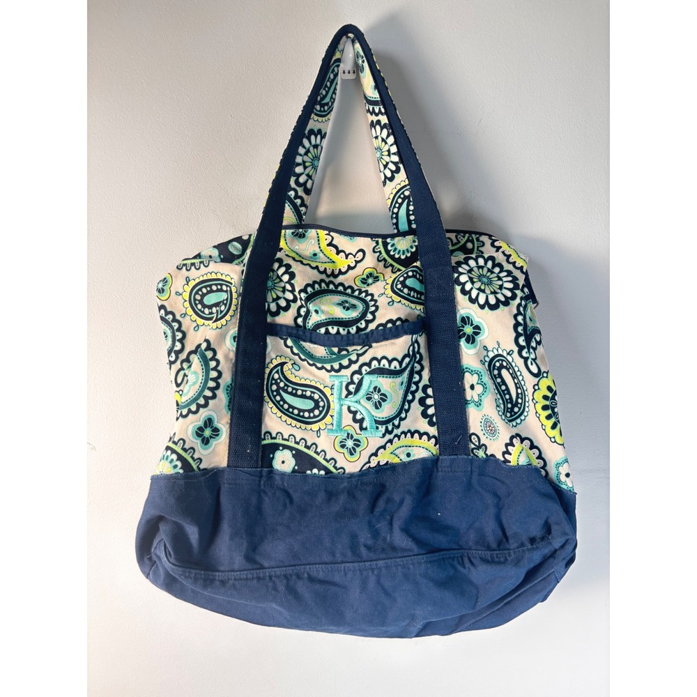 Thirty-One Retro Metro Weekender Bag Paisley Day Pattern Canvas Tote Bag "K"